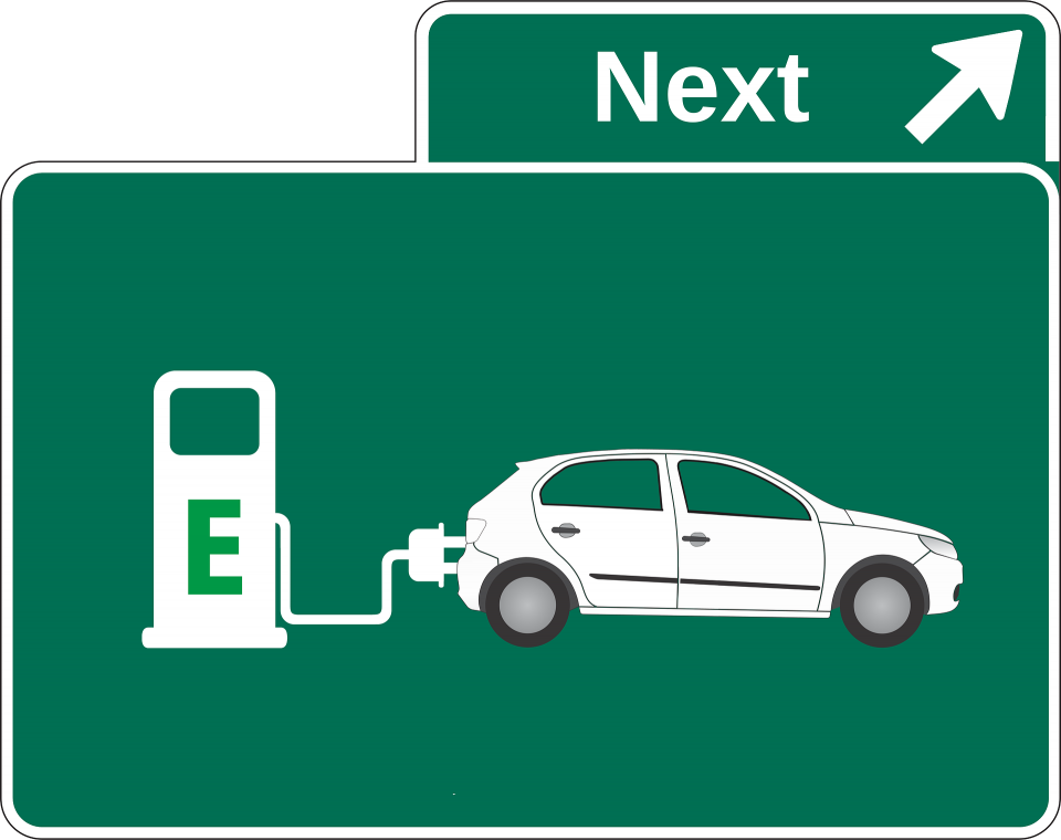 Symbol: Fahrzeug an einer Elektroladesäule